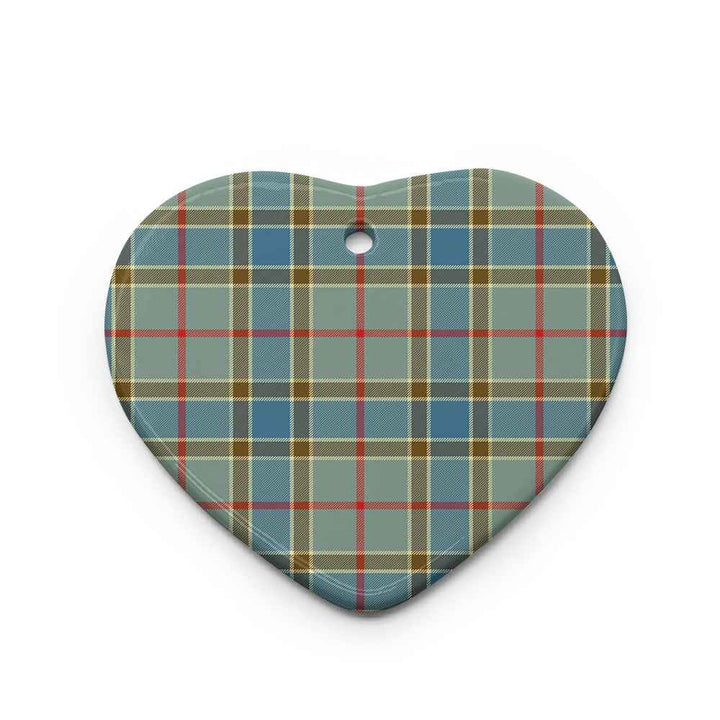Scottish Balfour Blue Clan Tartan Ceramic Ornament Heart Shape Tartan Plaid