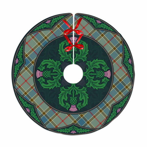 Scottish Balfour Blue Clan Tartan Christmas Tree Skirt Old Scottish Thistle Flower No Tassels Tartan Plaid 1