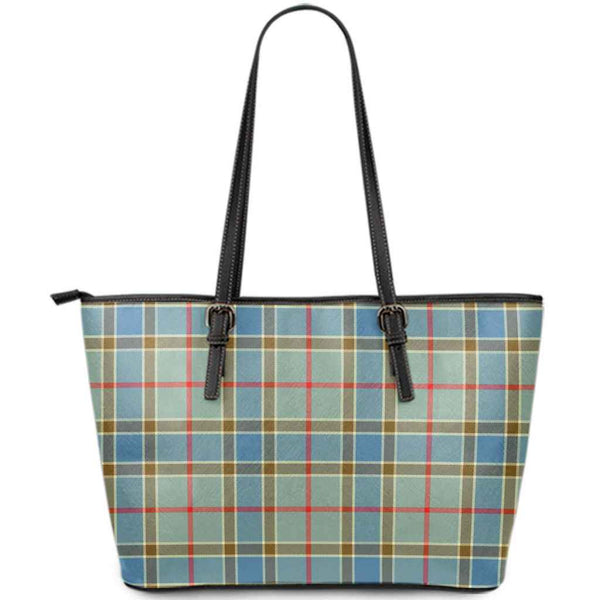 Scottish Balfour Blue Clan Tartan Leather Tote Tartan Plaid