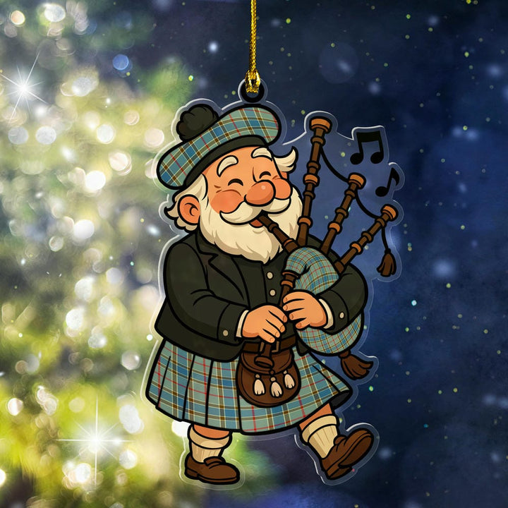 Scottish Balfour Blue Clan Tartan Ornament Scottish Santa In Kilt Tartan Plaid