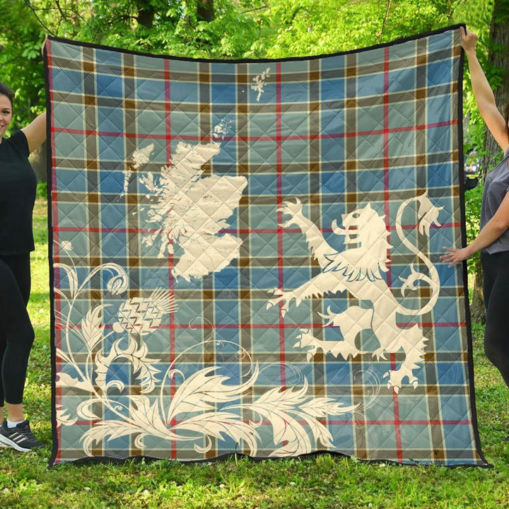 Scottish Balfour Blue Clan Tartan Quilt Rampant Lion with Thistle Tartan Plaid 1