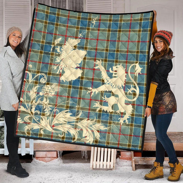 Scottish Balfour Blue Clan Tartan Quilt Rampant Lion with Thistle Tartan Plaid 2
