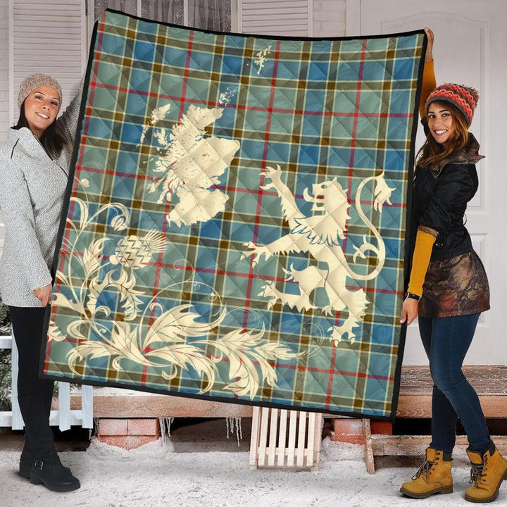 Scottish Balfour Blue Clan Tartan Quilt Rampant Lion with Thistle Tartan Plaid 2