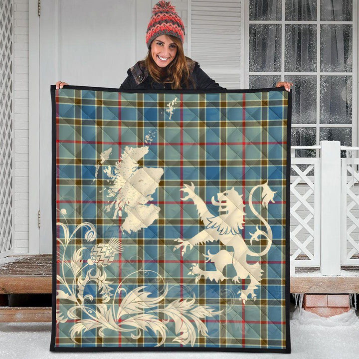 Scottish Balfour Blue Clan Tartan Quilt Rampant Lion with Thistle Tartan Plaid 3