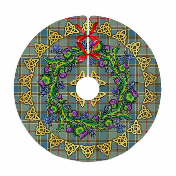Scottish Balfour Blue Clan Tartan Thistle Celtic Knot Christmas Tree Skirt No Tassels Tartan Plaid 1