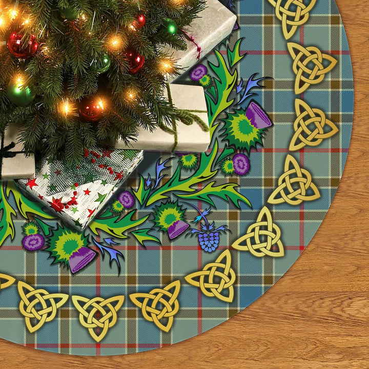 Scottish Balfour Blue Clan Tartan Thistle Celtic Knot Christmas Tree Skirt No Tassels Tartan Plaid 2