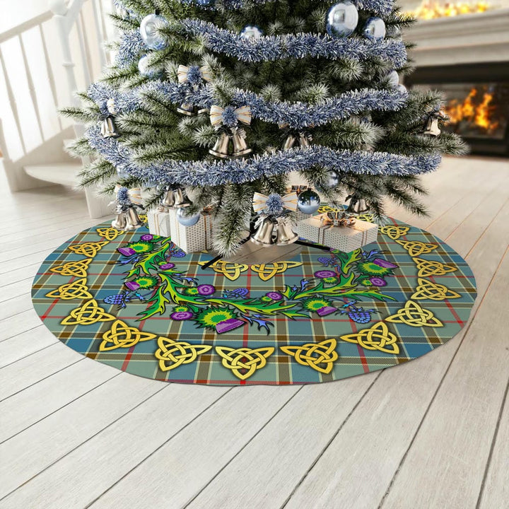 Scottish Balfour Blue Clan Tartan Thistle Celtic Knot Christmas Tree Skirt No Tassels Tartan Plaid 3
