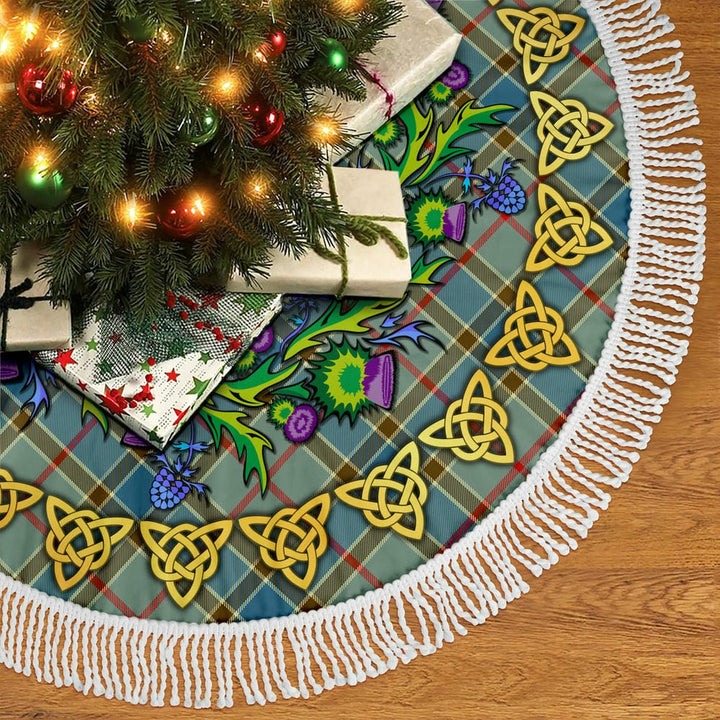 Scottish Balfour Blue Clan Tartan Thistle Celtic Knot Christmas Tree Skirt Tassels Tartan Plaid 2