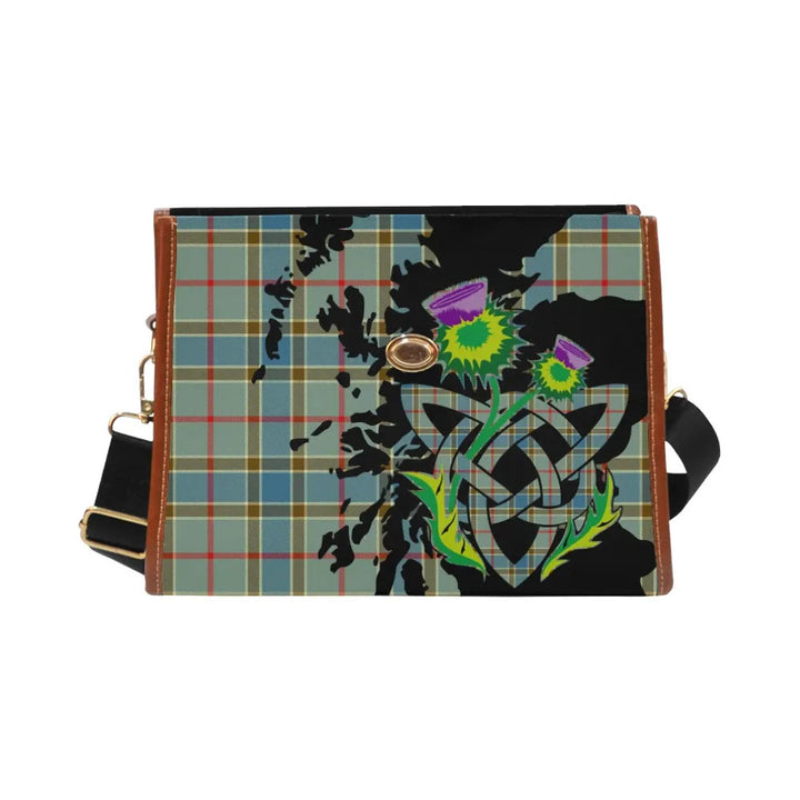 Scottish Balfour Blue Clan Tartan Waterproof Canvas Bag With Thistle Tartan Plaid 2