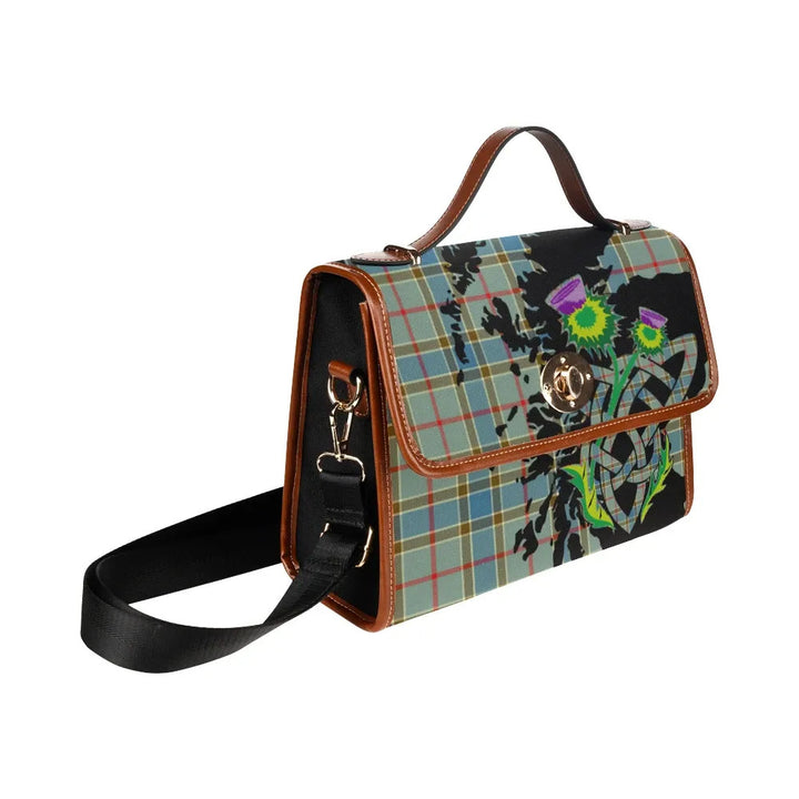Scottish Balfour Blue Clan Tartan Waterproof Canvas Bag With Thistle Tartan Plaid 3