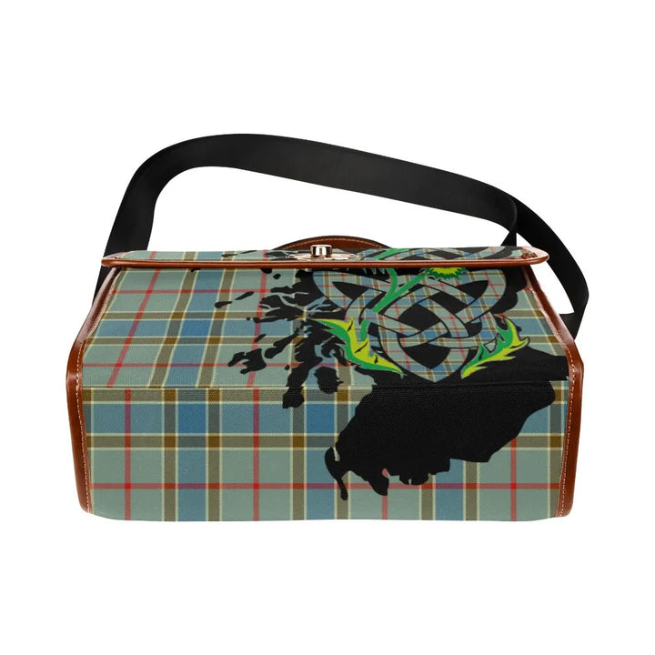 Scottish Balfour Blue Clan Tartan Waterproof Canvas Bag With Thistle Tartan Plaid 5