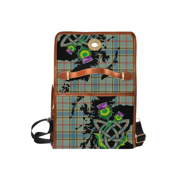 Scottish Balfour Blue Clan Tartan Waterproof Canvas Bag With Thistle Tartan Plaid 6