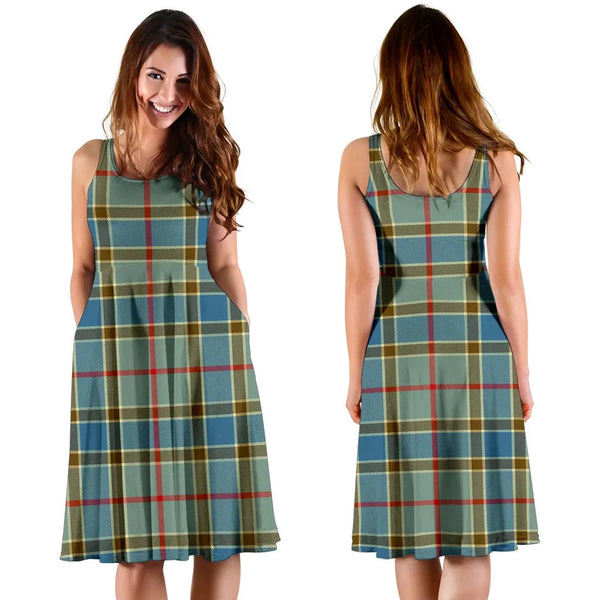 Scottish Balfour Blue Clan Tartan Women Midi Dress
