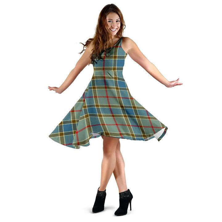 Scottish Balfour Blue Clan Tartan Women Midi Dress