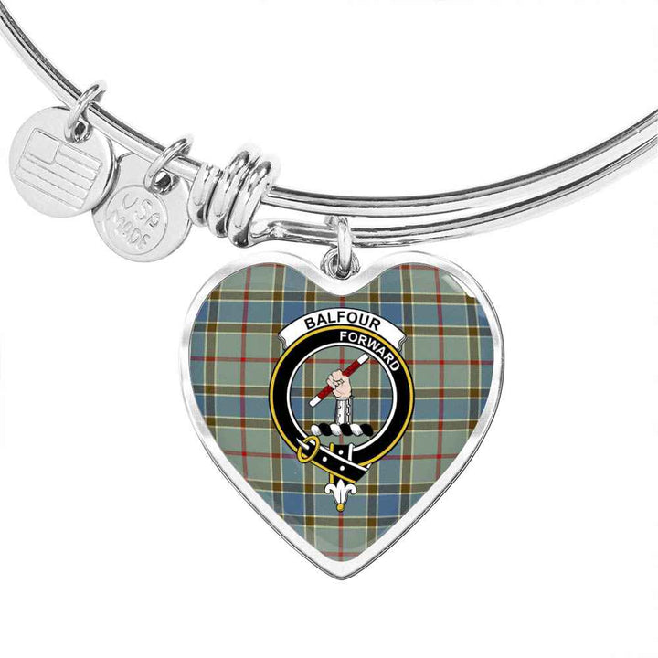 Scottish Balfour Clan Crest Tartan Bangle Heart Tartan Plaid 1