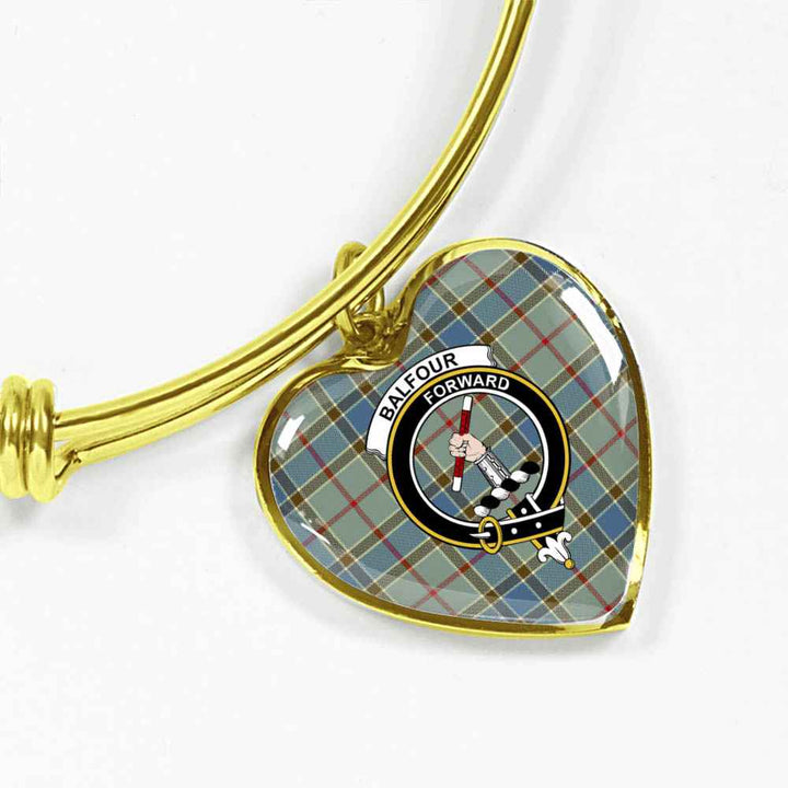 Scottish Balfour Clan Crest Tartan Bangle Heart Tartan Plaid 2
