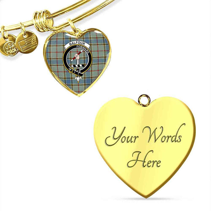 Scottish Balfour Clan Crest Tartan Bangle Heart Tartan Plaid 4