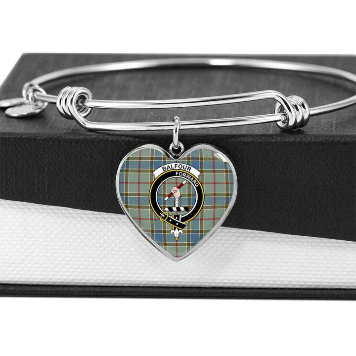 Scottish Balfour Clan Crest Tartan Bangle Heart Tartan Plaid 5
