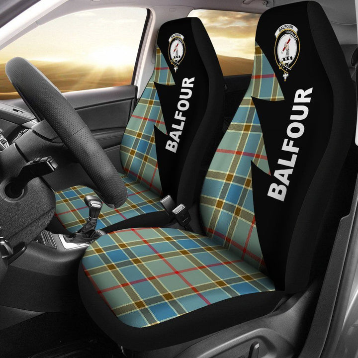 Scottish Balfour Clan Crest Tartan Car Seat Covers - Flash Style 1
