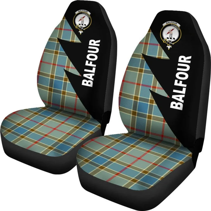 Scottish Balfour Clan Crest Tartan Car Seat Covers - Flash Style 2