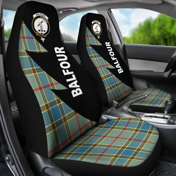 Scottish Balfour Clan Crest Tartan Car Seat Covers - Flash Style 3