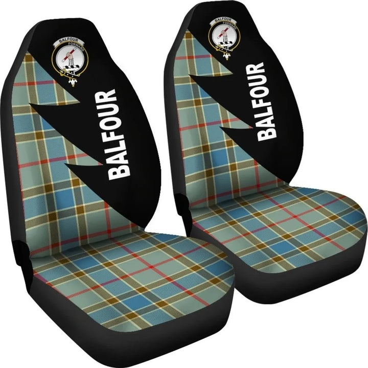 Scottish Balfour Clan Crest Tartan Car Seat Covers - Flash Style 4