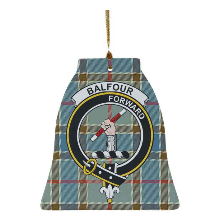 Scottish Balfour Clan Crest Tartan Ceramic Ornament Bell Shape Tartan Plaid