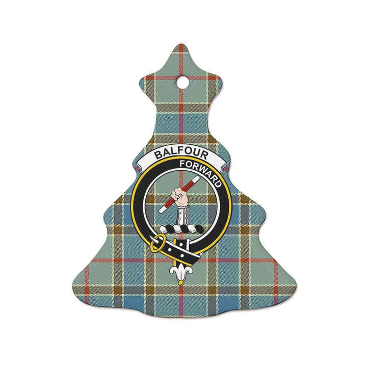 Scottish Balfour Clan Crest Tartan Ceramic Ornament Tree Shape Tartan Plaid