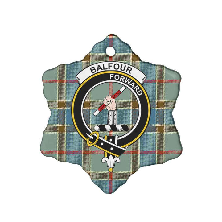 Scottish Balfour Clan Crest Tartan Ceramic Ornament Snow Flake Shape Tartan Plaid