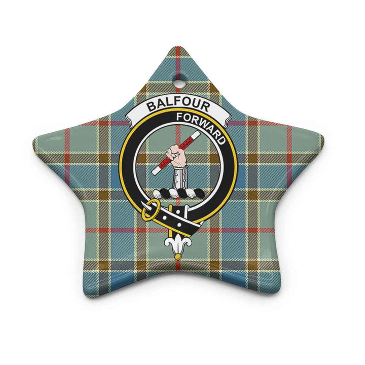 Scottish Balfour Clan Crest Tartan Ceramic Ornament Star Shape Tartan Plaid