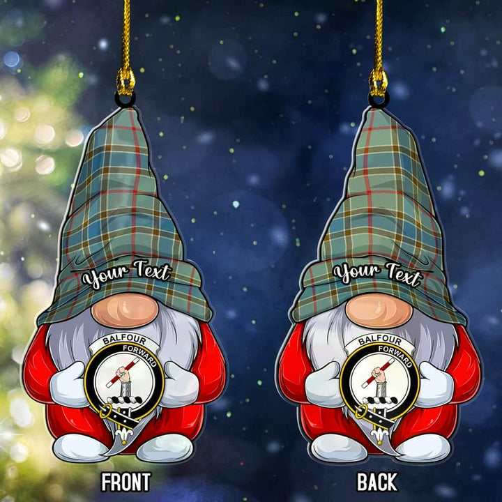 Scottish Balfour Clan Crest Tartan Christmas Gnome Ornament Custom Personalized Tartan Plaid 1