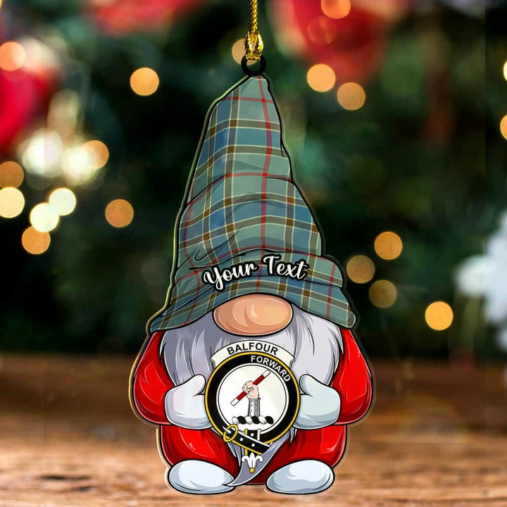 Scottish Balfour Clan Crest Tartan Christmas Gnome Ornament Custom Personalized Tartan Plaid 2