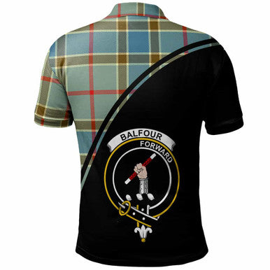 Scottish Balfour Clan Crest Tartan Curve Polo Shirt Back Side Tartan Plaid
