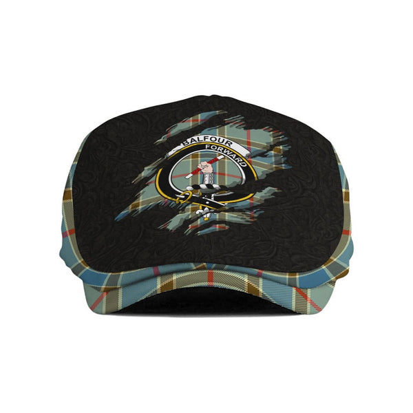 Scottish Balfour Clan Crest Tartan Flat Cap - Scratch Style Tartan Plaid 1
