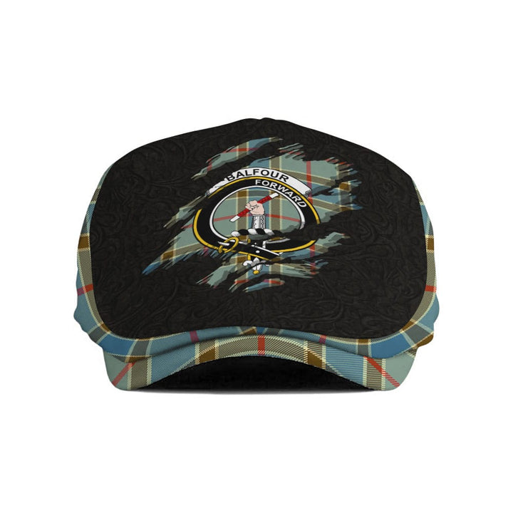 Scottish Balfour Clan Crest Tartan Flat Cap - Scratch Style Tartan Plaid 1
