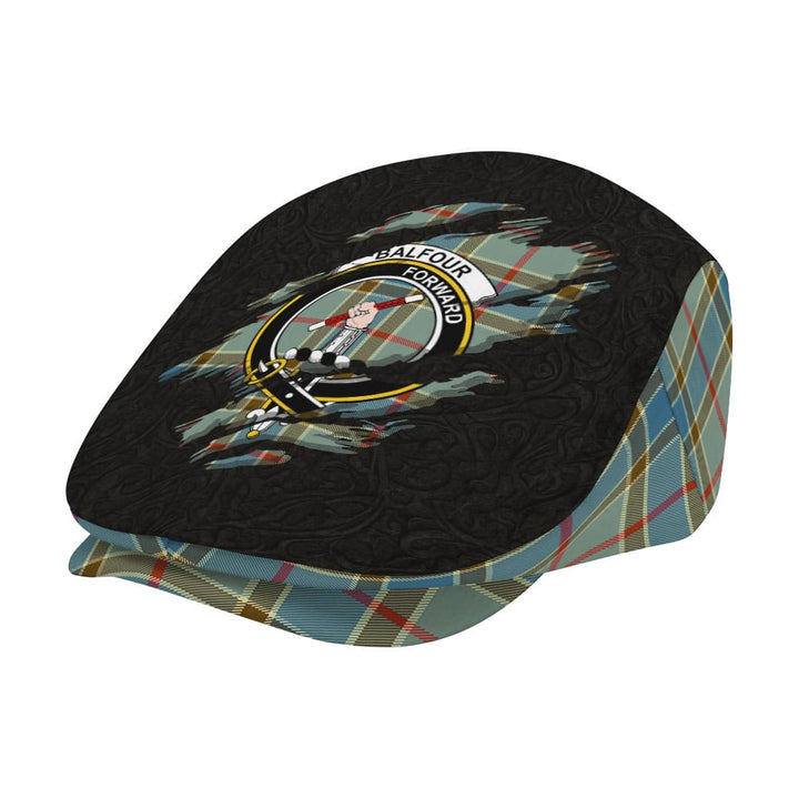 Scottish Balfour Clan Crest Tartan Flat Cap - Scratch Style Tartan Plaid 2
