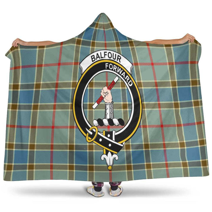 Scottish Balfour Clan Crest Tartan Hooded Blanket Tartan Plaid 1