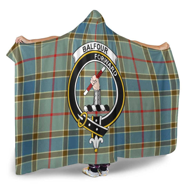 Scottish Balfour Clan Crest Tartan Hooded Blanket Tartan Plaid 2