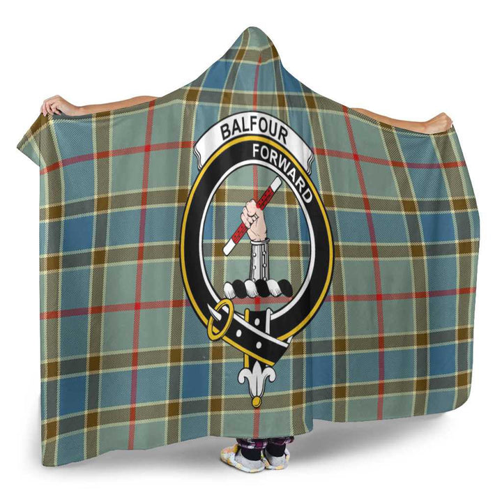 Scottish Balfour Clan Crest Tartan Hooded Blanket Tartan Plaid 2
