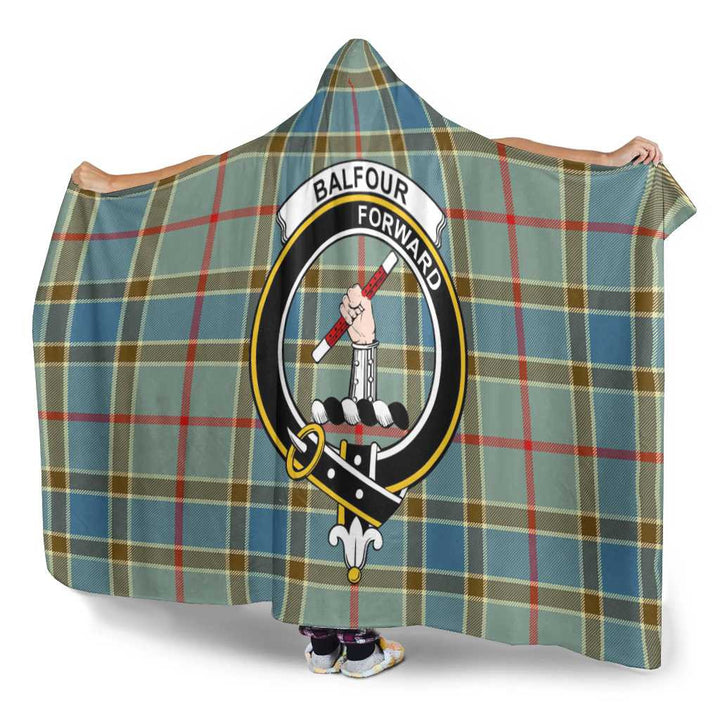 Scottish Balfour Clan Crest Tartan Hooded Blanket Tartan Plaid 3