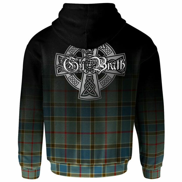 Scottish Balfour Clan Crest Tartan Hoodie - Alba Gu Brath Family Crest Celtic Inspired Back Side Tartan Plaid