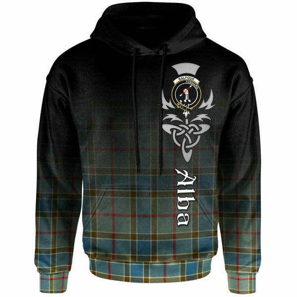 Scottish Balfour Clan Crest Tartan Hoodie - Alba Gu Brath Family Crest Celtic Inspired Front Side Tartan Plaid