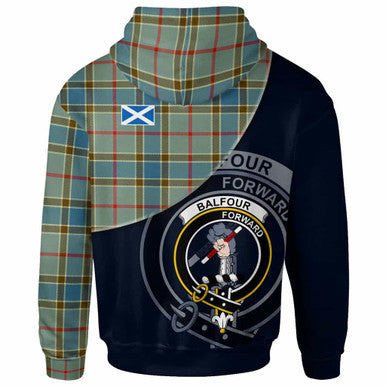 Scottish Balfour Clan Crest Tartan Hoodie - Bend Style Back Side Tartan Plaid