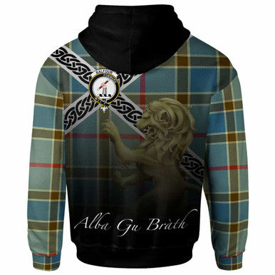 Scottish Balfour Clan Crest Tartan Hoodie - Scotland Lion Back Side Tartan Plaid