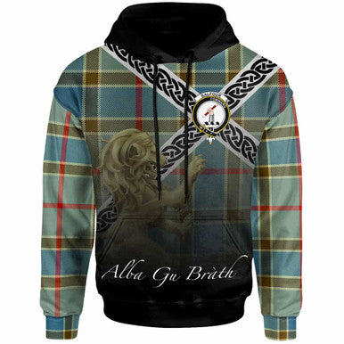 Scottish Balfour Clan Crest Tartan Hoodie - Scotland Lion Front Side Tartan Plaid