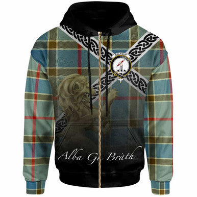 Scottish Balfour Clan Crest Tartan Hoodie - Scotland Lion Zip-up Tartan Plaid