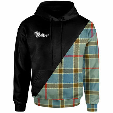 Scottish Balfour Clan Crest Tartan Hoodie - Military Logo Front Side Tartan Plaid