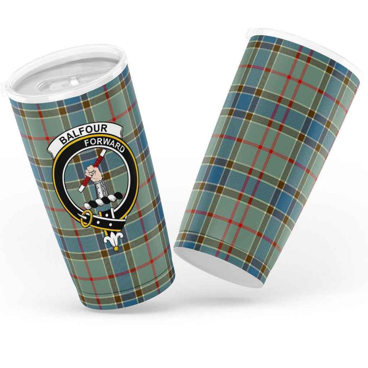 Scottish Balfour Clan Crest Tartan Insulated Tumbler Tartan Plaid 3