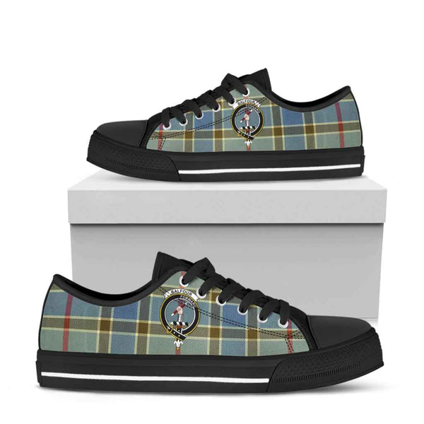 Scottish Balfour Clan Crest Tartan Low Top Shoes Tartan Plaid Black