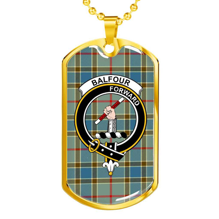 Scottish Balfour Clan Crest Tartan Military Dog Tag Necklace Tartan Plaid 2